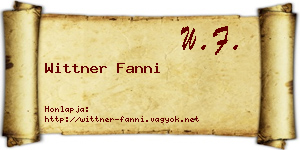 Wittner Fanni névjegykártya